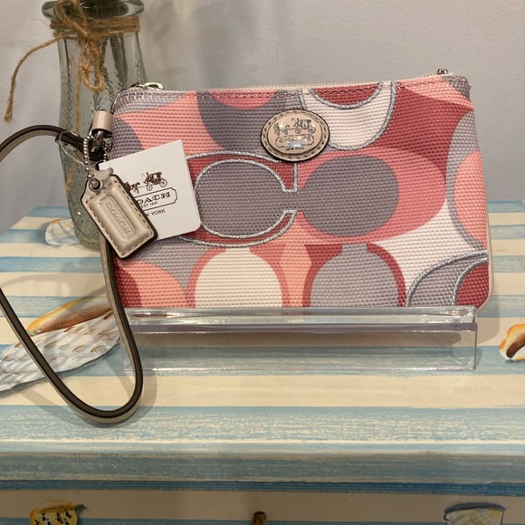 Coach Handbags - Coach Signature C Large Wristlet Soho Optic Pink Canvas Leather Trim
